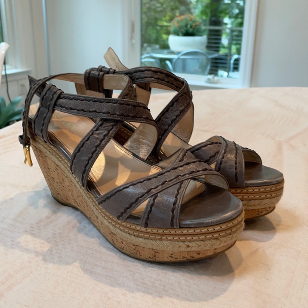 Gray Prada Wedges